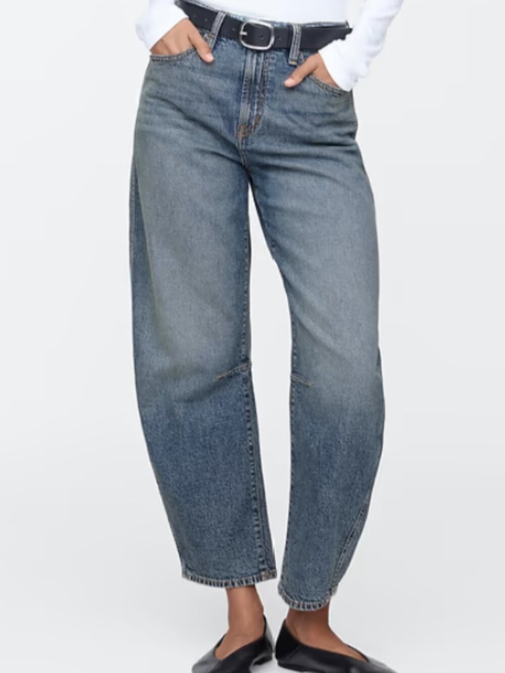 GAP Sz 20  Barrel Jeans High Waisted Rise Ankle Med Wash